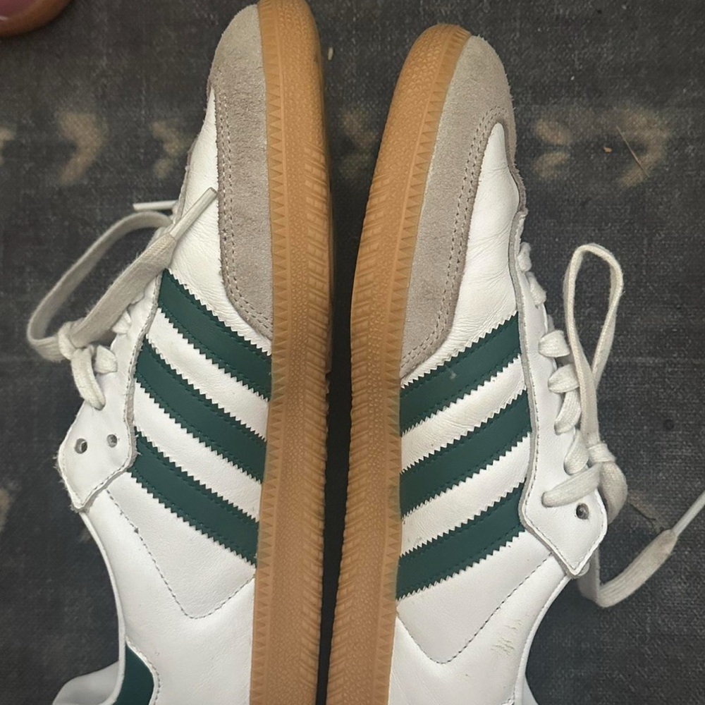 Adidas Men's White and Dark Green Sneakers